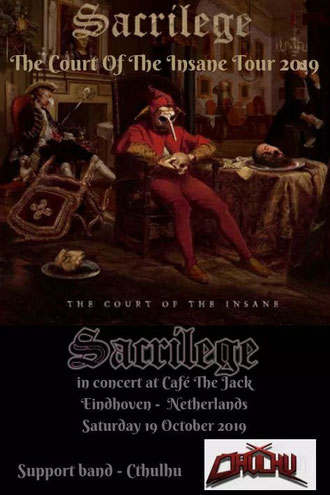SACRILEGE - THE COURT OF THE INSANE TOUR 2019 Two dates in Belgium and Neterlands