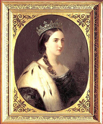 マクシミリアンと一対のオーストリア大公妃シャルロットの肖像画(1861年エーデ・ハインリヒ　ミラマーレ宮殿歴史博物館　トリエステ)
