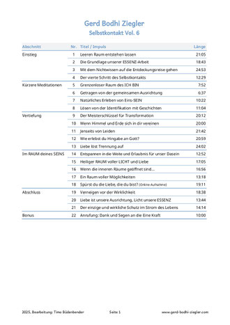 Titelliste Selbstkontakt Vol. 6