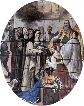 Farmacia dell' Ospedale Incurabili di Napoli - "Sala del Maggior Consiglio" - Maria Lorenza Longo riceve l'abito di terziaria (1590 circa) [1] [2]