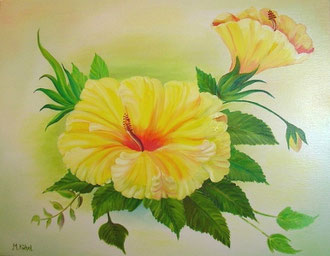 Hibiscusblüte, 50x40 Öl auf Leinwand, Keilrahmen