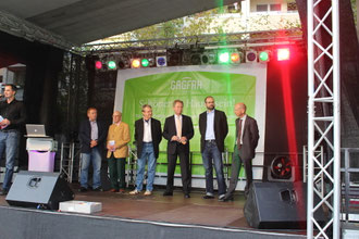 Die Organisatoren v.l.n.r.: Stadtrat Dietmar Haßler, Martin Stein und Heiko Thater (Prohliser Heimatverein), Holger Eid (Centermanger ProhlisZentrum), Christian Piwarz MdL (Schirmherr), Jörg Lämmerhirt (Ortsamtsleiter Prohlis) 