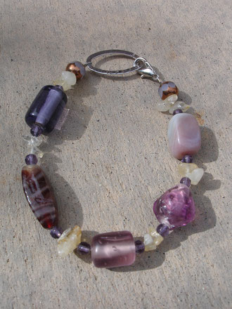 Purple glass with clip clasp- $15