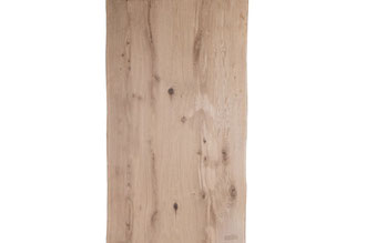 Eichen Tischplatte Old-Style Baumkante 30 mm, mit gebürsteter und strukturierter Oberfläche, markanter Baumkante, optisch gealtert, ideal für Esstische, Arbeitsplatten und Schreibtische.