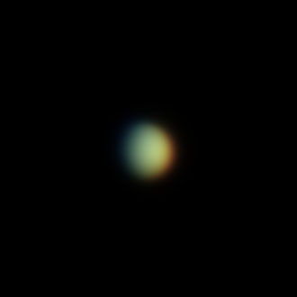 Der entdeckte Farbfehler: am linken Rand erscheint die Venus deutlich balu - am rechten hingegen rot.