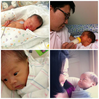 Clockwise: Day 1 when you were born. Precious moments with papa and mama. Beautiful you.
