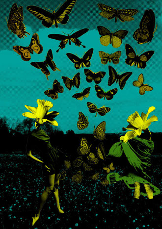 illustration collage spring printemps surrealism surrealist art papillons butterfly butterflies