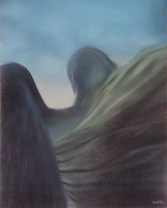 vers l'horizon-huile sur carte-50x65-1976                        -50x65