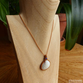 médaillon linogravure collection macramé bijoux pendentif bois nature