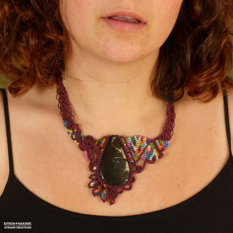 collier anar zebrita stone pierre micromacrame macrame