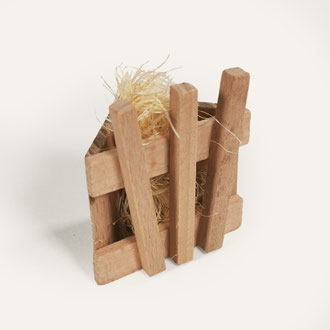 Heuraufe aus Holz – handgefertigt – passend für Schleich® Pferde