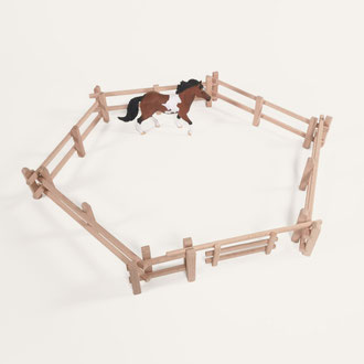 Pferdekoppel aus Holz – handgefertigt – passend für Schleich® Pferde