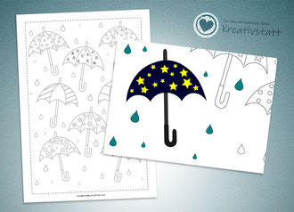 Regenschirme, suchen und ausmalen
