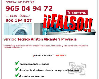 Estafa servicio tecnico pirata ariston