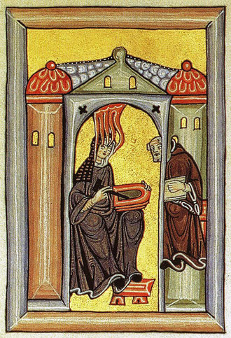 Hildegard beim Empfang und der Niederschrift ihrer Visionen