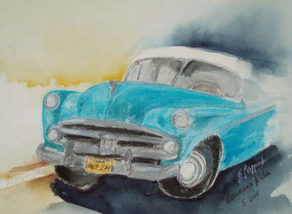 Dodge in Havanna (Pastellkreide)