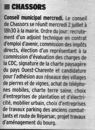 Article Charente Libre du 28 juin 2014