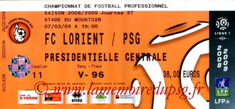 Ticket  Lorient-PSG  2008-09