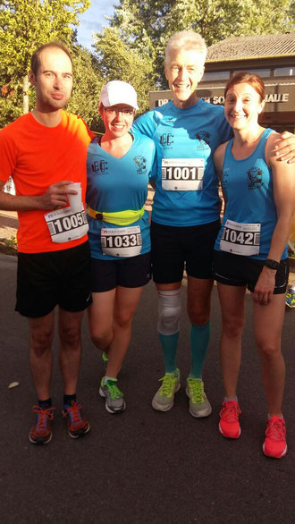 von links Dominik, Annika, Wolfgang und Kathrin. Auch nach dem Lauf noch ziemlich frisch.