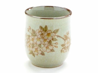 九谷焼【お湯呑】小 しだれ桜『裏絵』