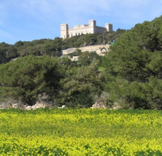 Majestic view of Verdala Palace in the heart of the Woodland of Buskett.