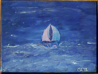 Wellen, Segelschiff, Acryl, Christel Thoenes