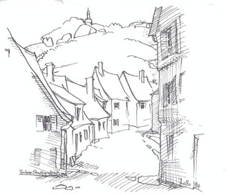 BLICK VOM STADTGRABEN AUF DEN SCHLOSSFELSEN