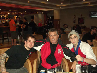 Coach Alex Barrowman with Richie Wooton and Alex Jnr