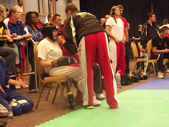 Jo Redman between rounds with Kevin Williams
