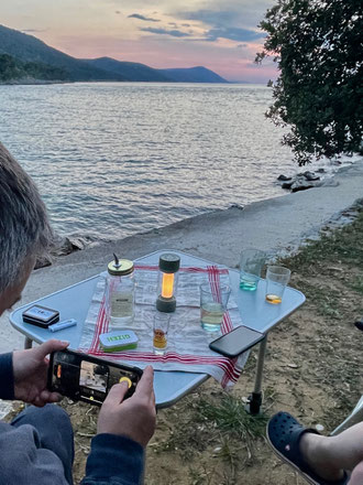 Heute rosa Abendstimmung mit Nusslikör