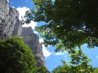 快晴の中、山を見ながら進みます。