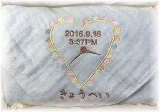 お名前入りガーゼおくるみブルー