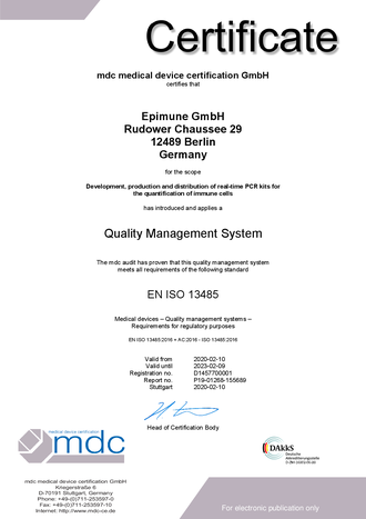 ISO 13485 Zertifikat