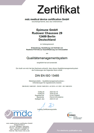 ISO 13485 Zertifikat