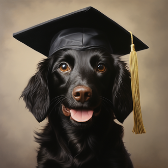Hund mit Doktorhut