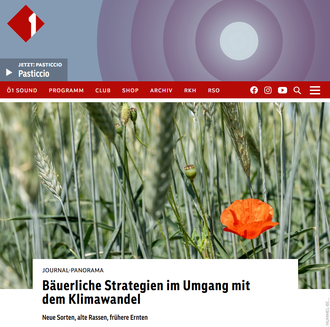 Titelbild vom Ö1 Journal-Panorama zum Thema Bäuerliche Strategien im Umgang mit dem Klimanwandel von Ö1.