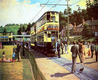 'A Day out at the Lickeys' 1952, a postcard from a painting by R K Calvert. Image by ronholpic/ Ron Hollins on Flickr reusable under Creative Commons licence Attribution-NoDerivs 2.0 Generic (CC BY-ND 2.0)