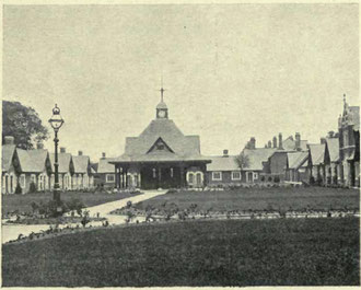 Bournville Almshouses. Image from Helen Cadbury Alexander 1906 'Richard Cadbury of Birmingham' - now out of copyright.