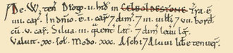 Edgbaston's entry in the Domesday Book from Open domesday. See Acknowledgements to link to that website.