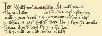 Northfield's entry in the Domesday Book from Open Domesday. Click to enlarge.