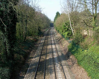 The site of Penns Station viewed from Penns Lane bridge looking north 