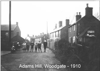 Photograph of Woodgate village from the Harold Hall collection with the permission of the Bartley Green & District History Group. 'All Rights Reserved'.
