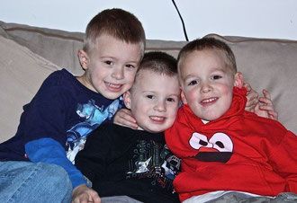 The boys saying good-bye to family/friends