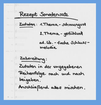 Rezept für den 1. Satz von Franz Kanefzkys "Sinnfonie"