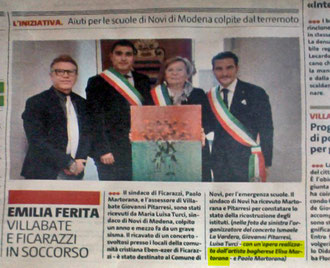 in foto l'opera e l'evento sul Giornale di Sicilia del 5 Dicembre 2013 pag 28