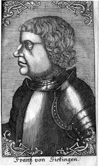 „Huttenus Delarvatus“ Sickingen Portrait in der „Gegenreformatorischen Streitschrift“ Weissingers aus dem Jahr 1730.