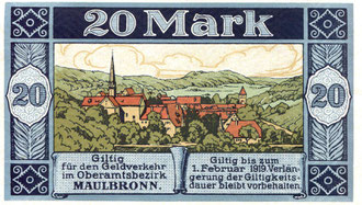 Kriegsgeld des Oberamtsbezirks Maulbronn von 1918.