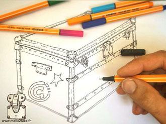 proportion et design, comment dessiner une malle de décoration tutoriel 