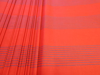 Bezugstoff rot-blau gestreift