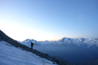 Zinalrothorn, Rothorngrat, Frühstücksplatz, Normalweg